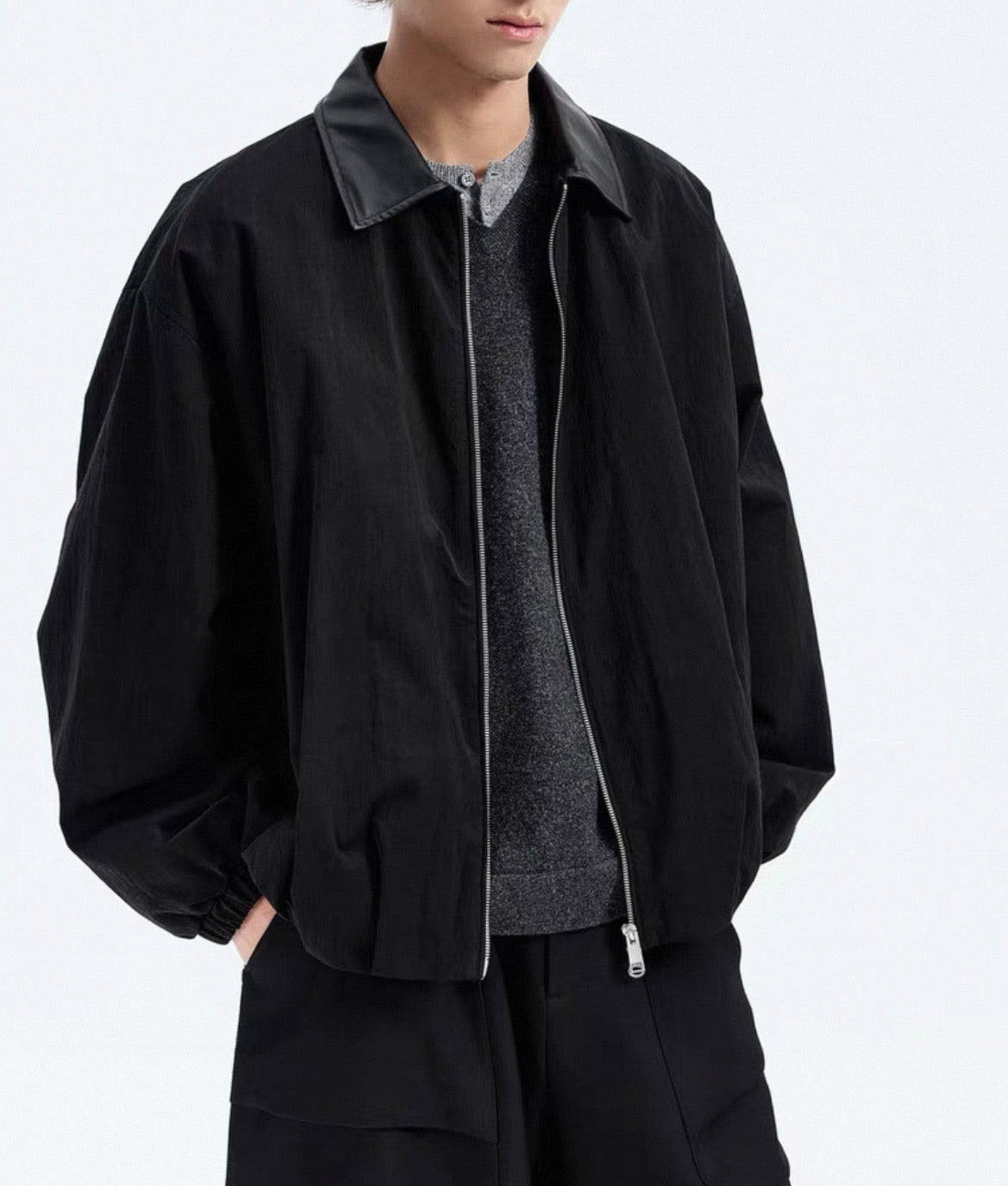 COLLAR LEATHER JACKET