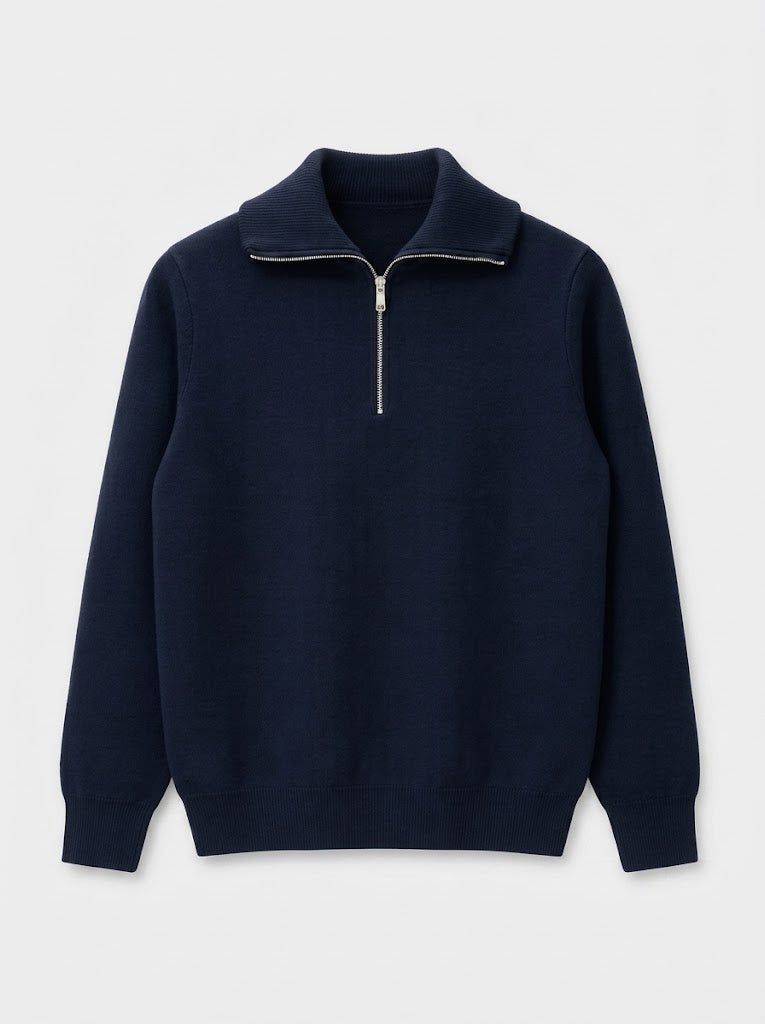 NAVY QUARTER ZIPPER